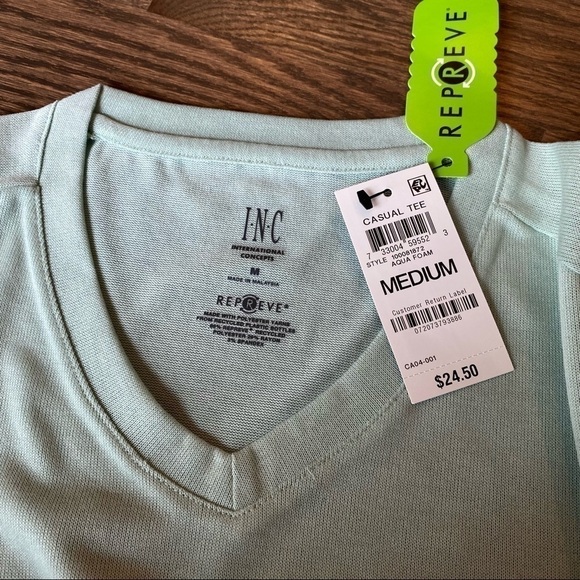 Mens NWT INC thin mesh v neck tee shirt light weight size medium - Picture 3 of 6